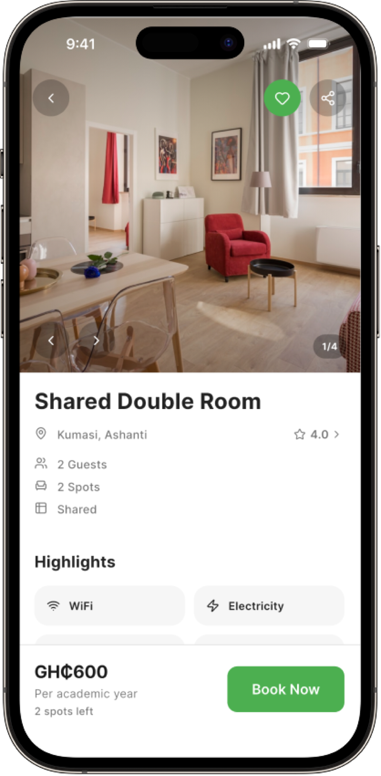 Property details screen