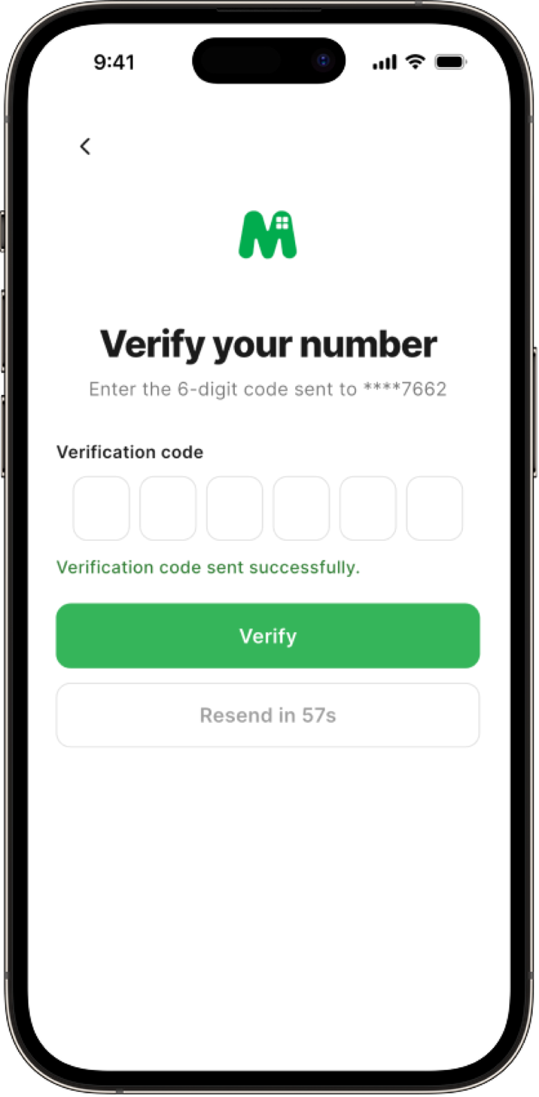 OTP verification screen