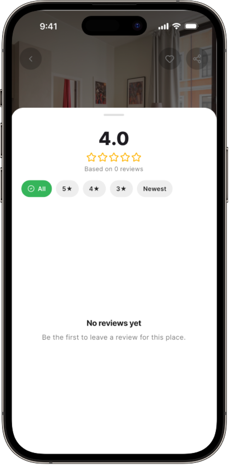 Reviews screen
